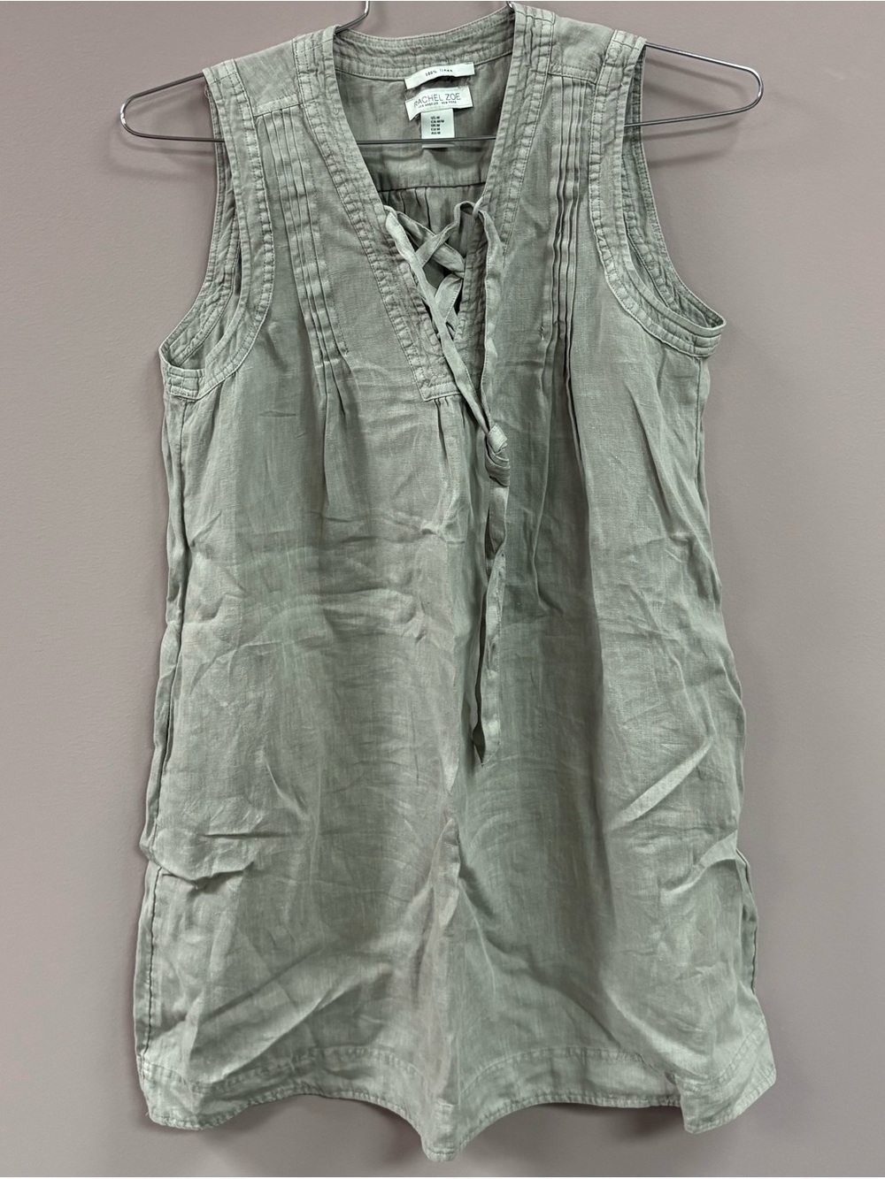 Rachel Zoe Linen Sleeveless Tunic in Sage